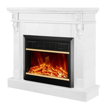 Semineu electric decorativ cu mobilier, Solomon & Mars, Alb, Art Flame 1000 x 900 x 320