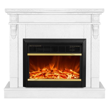 Semineu electric decorativ cu mobilier, Solomon & Mars, Alb, Art Flame 1000 x 900 x 320