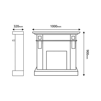 Semineu electric decorativ cu mobilier, Solomon & Mars, Alb, Art Flame 1000 x 900 x 320