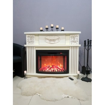 Semineu electric decorativ cu mobilier, Roma mini vanilie & Zakynthos, Fildeș, Art Flame 1200 x 974 x 318