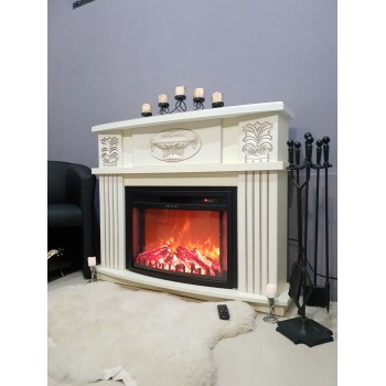 Semineu electric decorativ cu mobilier, Roma mini vanilie & Zakynthos, Fildeș, Art Flame 1200 x 974 x 318