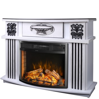 Semineu electric decorativ cu mobilier, Roma mini & Ararat, Alb, Art Flame 1200 x 974 x 318