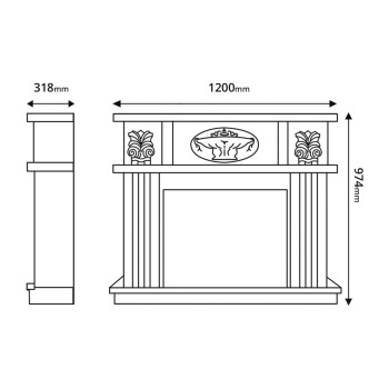 Semineu electric decorativ cu mobilier, Roma mini & Zakynthos, Alb, Art Flame 1200 x 974 x 318