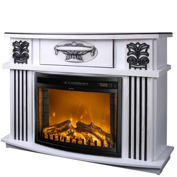 Semineu electric decorativ cu mobilier, Roma mini & Zakynthos, Alb, Art Flame 1200 x 974 x 318