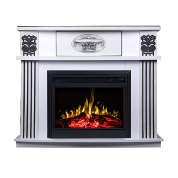 Semineu electric decorativ cu mobilier, Roma & Carmen, Alb, Art Flame 1388 x 1120 x 385