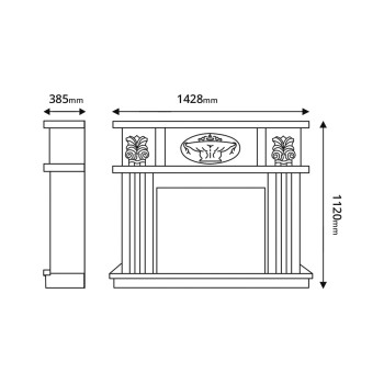 Semineu electric decorativ cu mobilier, Roma & Richi, Alb, Art Flame 1388 x 1120 x 385