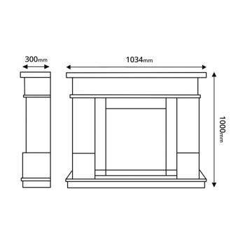 Semineu electric decorativ cu mobilier, Rodos & Galileo Silver, Alb, Art Flame 1034 x 1000 x 300
