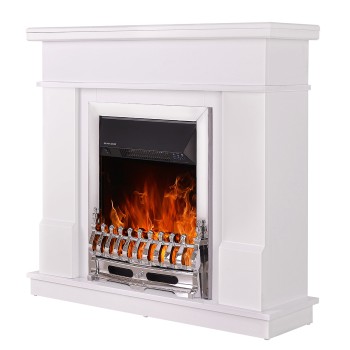 Semineu electric decorativ cu mobilier, Rodos & Galileo Silver, Alb, Art Flame 1034 x 1000 x 300