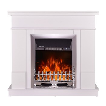 Semineu electric decorativ cu mobilier, Rodos & Galileo Silver, Alb, Art Flame 1034 x 1000 x 300