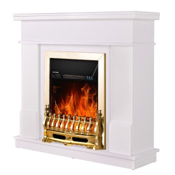 Semineu electric decorativ cu mobilier, Rodos & Galileo Gold, Alb, Art Flame 1034 x 1000 x 300