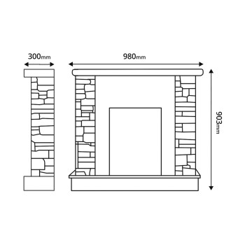 Semineu electric decorativ cu mobilier, Rock  & Corsica, Alb, Art Flame 980 x 903 x 300