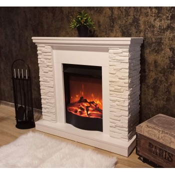 Semineu electric decorativ cu mobilier, Rock  & Corsica, Alb, Art Flame 980 x 903 x 300