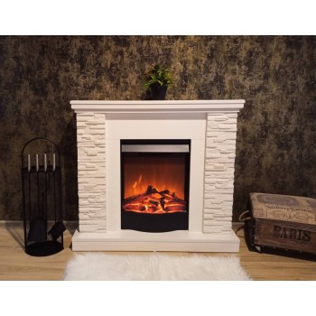 Semineu electric decorativ cu mobilier, Rock  & Corsica, Alb, Art Flame 980 x 903 x 300