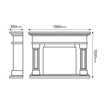 Semineu electric decorativ cu mobilier, Riga & Mirabella, Crem, Art Flame 1360 x 1020 x 330