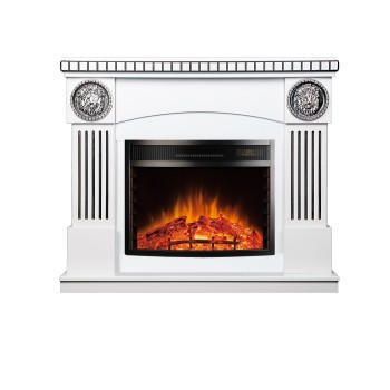 Semineu electric decorativ cu mobilier, Prometeu & Ararat, Alb/negru, Art Flame 1200 x 1050 x 330