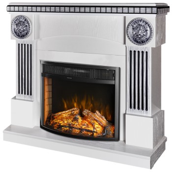 Semineu electric decorativ cu mobilier, Prometeu & Ararat, Alb/negru, Art Flame 1200 x 1050 x 330