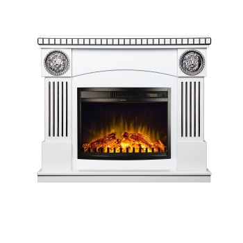 Semineu electric decorativ cu mobilier, Prometeu &Zakynthos, Alb/negru, Art Flame 1200 x 1050 x 330