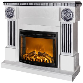 Semineu electric decorativ cu mobilier, Prometeu &Zakynthos, Alb/negru, Art Flame 1200 x 1050 x 330