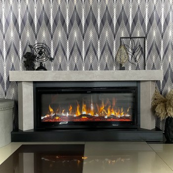 Semineu electric decorativ cu mobilier, Palermo maxi & Schubert 42, Bej/negru, Flacara multicolora, Art Flame 1500 x 700 x 300