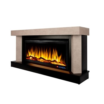 Semineu electric decorativ cu mobilier, Palermo maxi & Schubert 42, Bej/negru, Flacara multicolora, Art Flame 1500 x 700 x 300