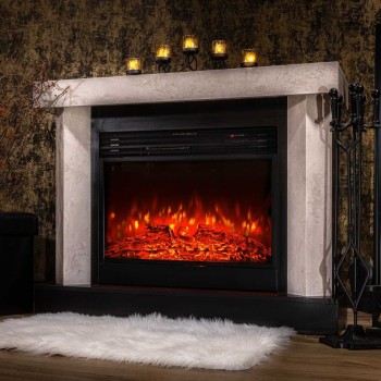 Semineu electric decorativ cu mobilier, Palermo & Mirabella, Bej/negru, Art Flame 1150 x 900 x 350