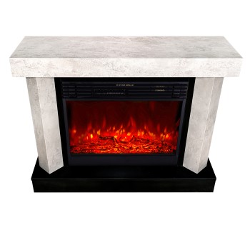 Semineu electric decorativ cu mobilier, Palermo & Mirabella, Bej/negru, Art Flame 1150 x 900 x 350