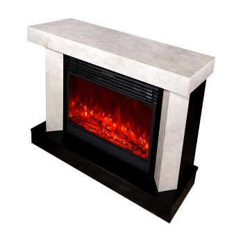 Semineu electric decorativ cu mobilier, Palermo & Mirabella, Bej/negru, Art Flame 1150 x 900 x 350