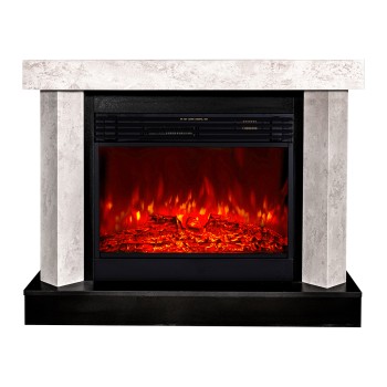Semineu electric decorativ cu mobilier, Palermo & Mirabella, Bej/negru, Art Flame 1150 x 900 x 350