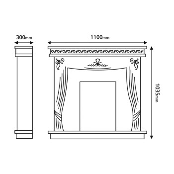 Semineu electric decorativ cu mobilier, Napoli & Corsica, Nuc, Art Flame 1100 x 1035 x 300