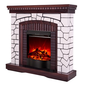 Semineu electric decorativ cu mobilier, Natali & Corsica, Alb/Nuc închis, Art Flame 1100 x 1058 x 300