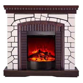 Semineu electric decorativ cu mobilier, Natali & Corsica, Alb/Nuc închis, Art Flame 1100 x 1058 x 300