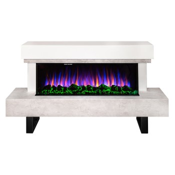 Semineu electric decorativ cu mobilier, Monro & Dalas, Bej/fildeș, Flacara multicolora, Art Flame 1400 x 750 x 300