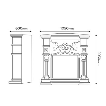 Semineu electric decorativ cu mobilier, Miraj colt & Miriam, Crem, Art Flame 1050 x 1050 x 600