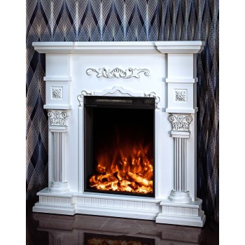 Semineu electric decorativ cu mobilier, Miraj colt & Miriam, Crem, Art Flame 1050 x 1050 x 600