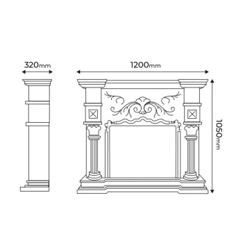 Semineu electric decorativ cu mobilier, Miraj mini & Tomas, Crem, Flacara multicolora, Art Flame 1200 x 1050 x 320