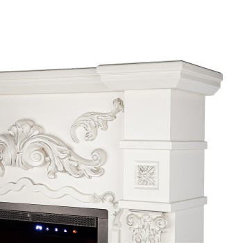 Semineu electric decorativ cu mobilier, Miraj mini & Tomas, Crem, Flacara multicolora, Art Flame 1200 x 1050 x 320