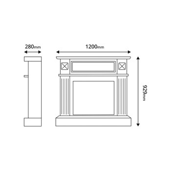 Semineu electric decorativ cu mobilier, Miracle & Ararat, Fildeș, Art Flame 1200 x 929 x 280