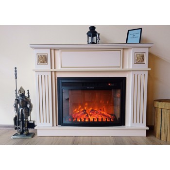 Semineu electric decorativ cu mobilier, Miracle & Zakynthos, Fildeș, Art Flame 1200 x 929 x 280