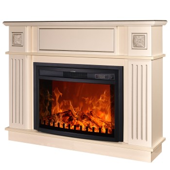 Semineu electric decorativ cu mobilier, Miracle & Zakynthos, Fildeș, Art Flame 1200 x 929 x 280