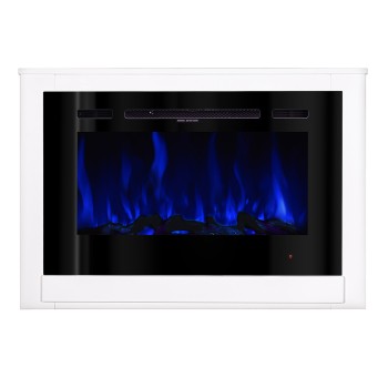 Semineu electric decorativ cu mobilier, Melania & Adeli, Alb, Flacara multicolora, Art Flame 1070 x 740 x 170