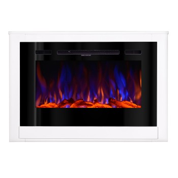 Semineu electric decorativ cu mobilier, Melania & Adeli, Alb, Flacara multicolora, Art Flame 1070 x 740 x 170