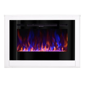 Semineu electric decorativ cu mobilier, Melania & Adeli, Alb, Flacara multicolora, Art Flame 1070 x 740 x 170