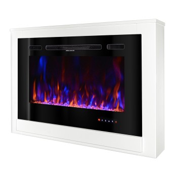Semineu electric decorativ cu mobilier, Melania & Adeli, Alb, Flacara multicolora, Art Flame 1070 x 740 x 170
