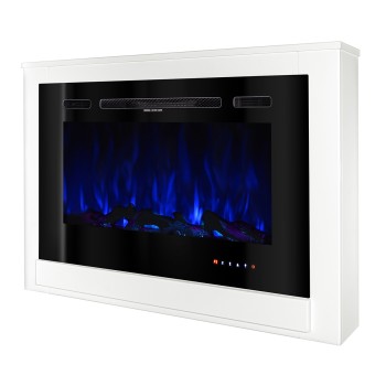 Semineu electric decorativ cu mobilier, Melania & Adeli, Alb, Flacara multicolora, Art Flame 1070 x 740 x 170