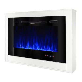 Semineu electric decorativ cu mobilier, Melania & Adeli, Alb, Flacara multicolora, Art Flame 1070 x 740 x 170