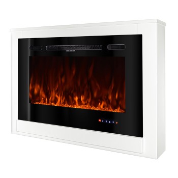 Semineu electric decorativ cu mobilier, Melania & Adeli, Alb, Flacara multicolora, Art Flame 1070 x 740 x 170