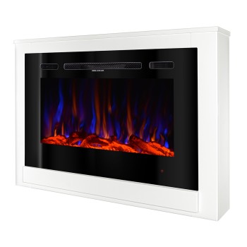 Semineu electric decorativ cu mobilier, Melania & Adeli, Alb, Flacara multicolora, Art Flame 1070 x 740 x 170