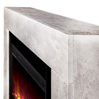 Semineu electric decorativ cu mobilier, Martin & Lorance, Bej/begru, Flacara multicolora, Art Flame 1000 x 860 x 300