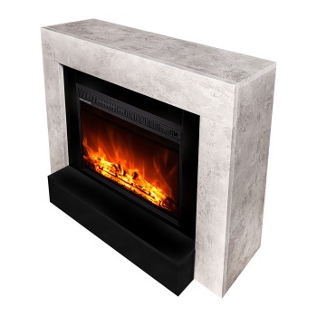 Semineu electric decorativ cu mobilier, Martin & Lorance, Bej/begru, Flacara multicolora, Art Flame 1000 x 860 x 300