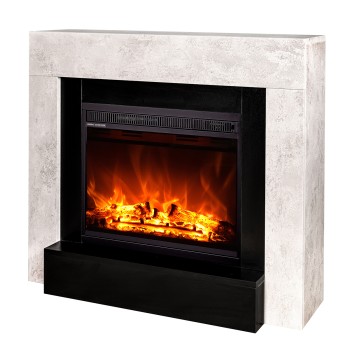 Semineu electric decorativ cu mobilier, Martin & Lorance, Bej/begru, Flacara multicolora, Art Flame 1000 x 860 x 300